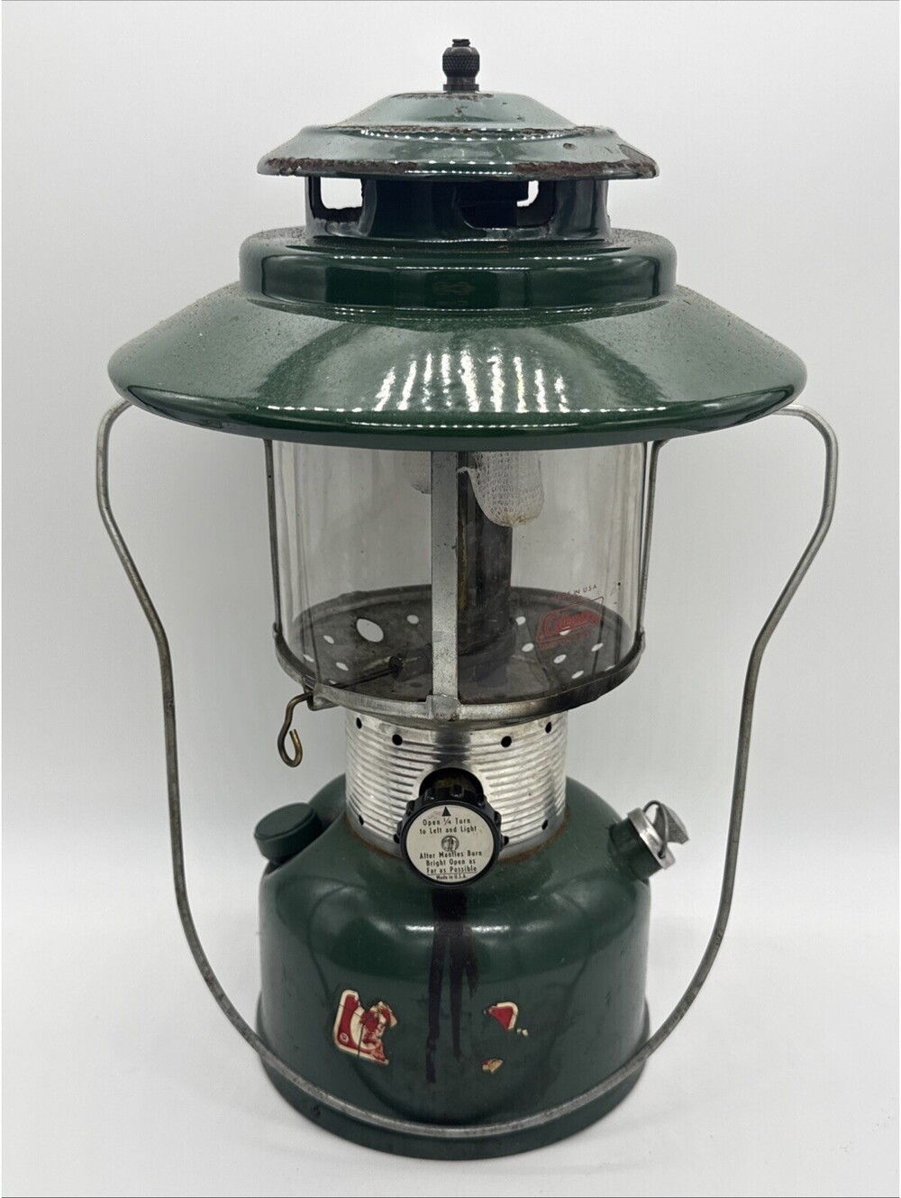 Vintage Coleman 228 Double Mantle Lantern w/ Yellow Hard Case Mantles Not Tested